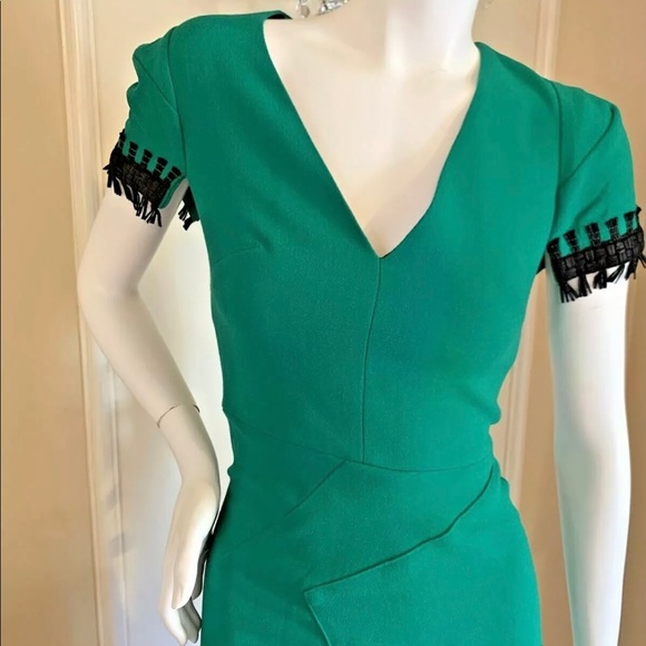 ROLAND MOURET Emerald-green Crêpe Dress US SIZE 2 - Picture 10 of 12